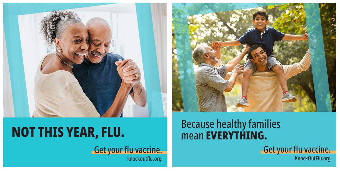 Examples of people and flu prevention graphics