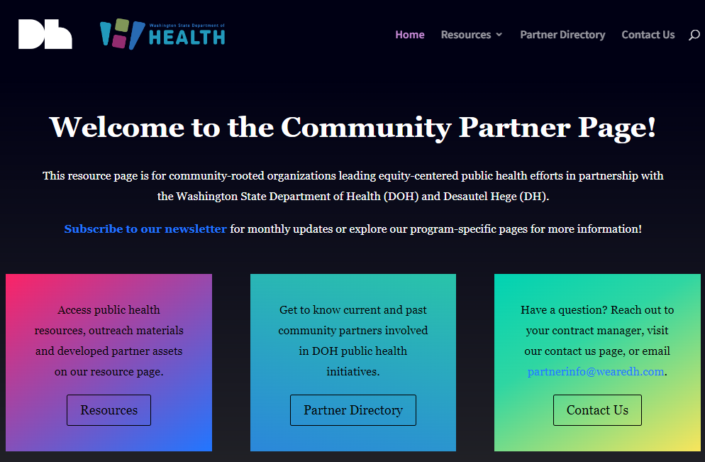 DOH DH Community Partner Page screenshot