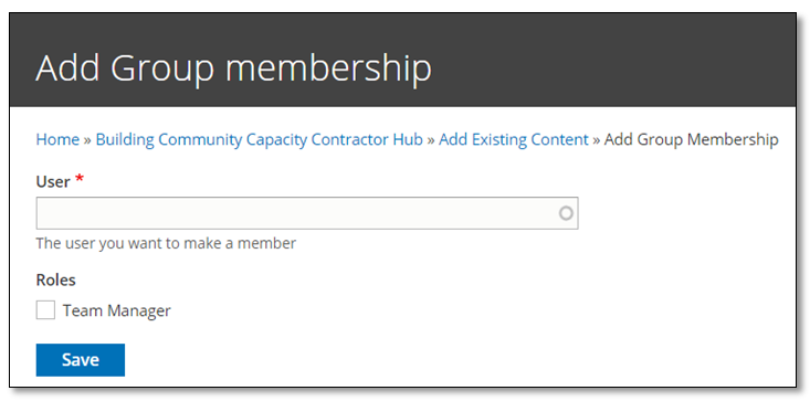 Screenshot of group membership function