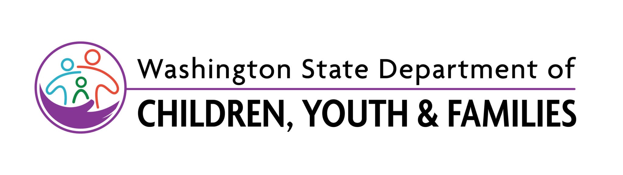 Colored DCYF logo on the left and Washington State Department of Children, Youth & Families on the right.