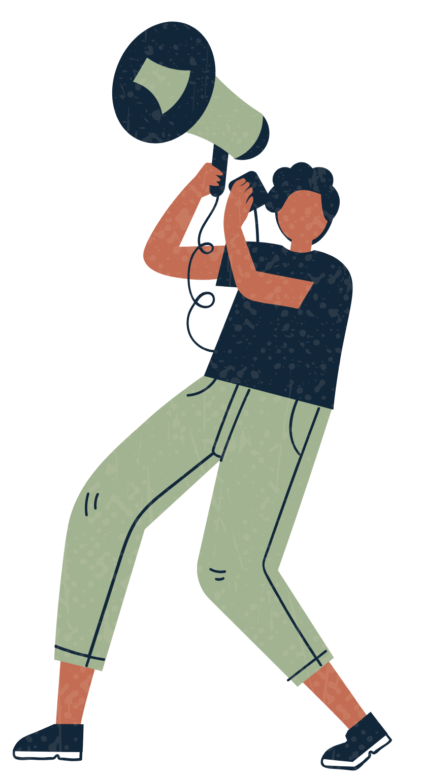 Young person holding a megaphone
