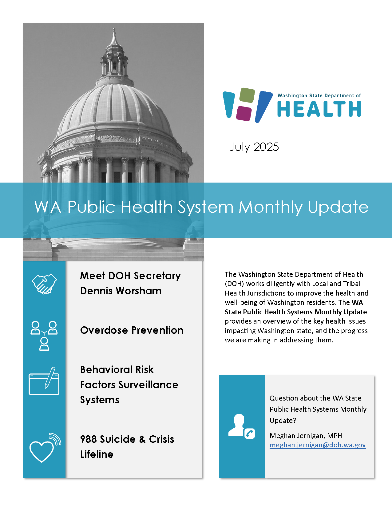 Front page of the WA Public Health System Monthly Update newsletter.
