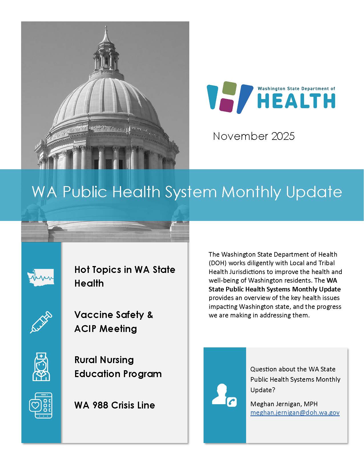 Front page of the November edition of the WA Public Health System Monthly Update.