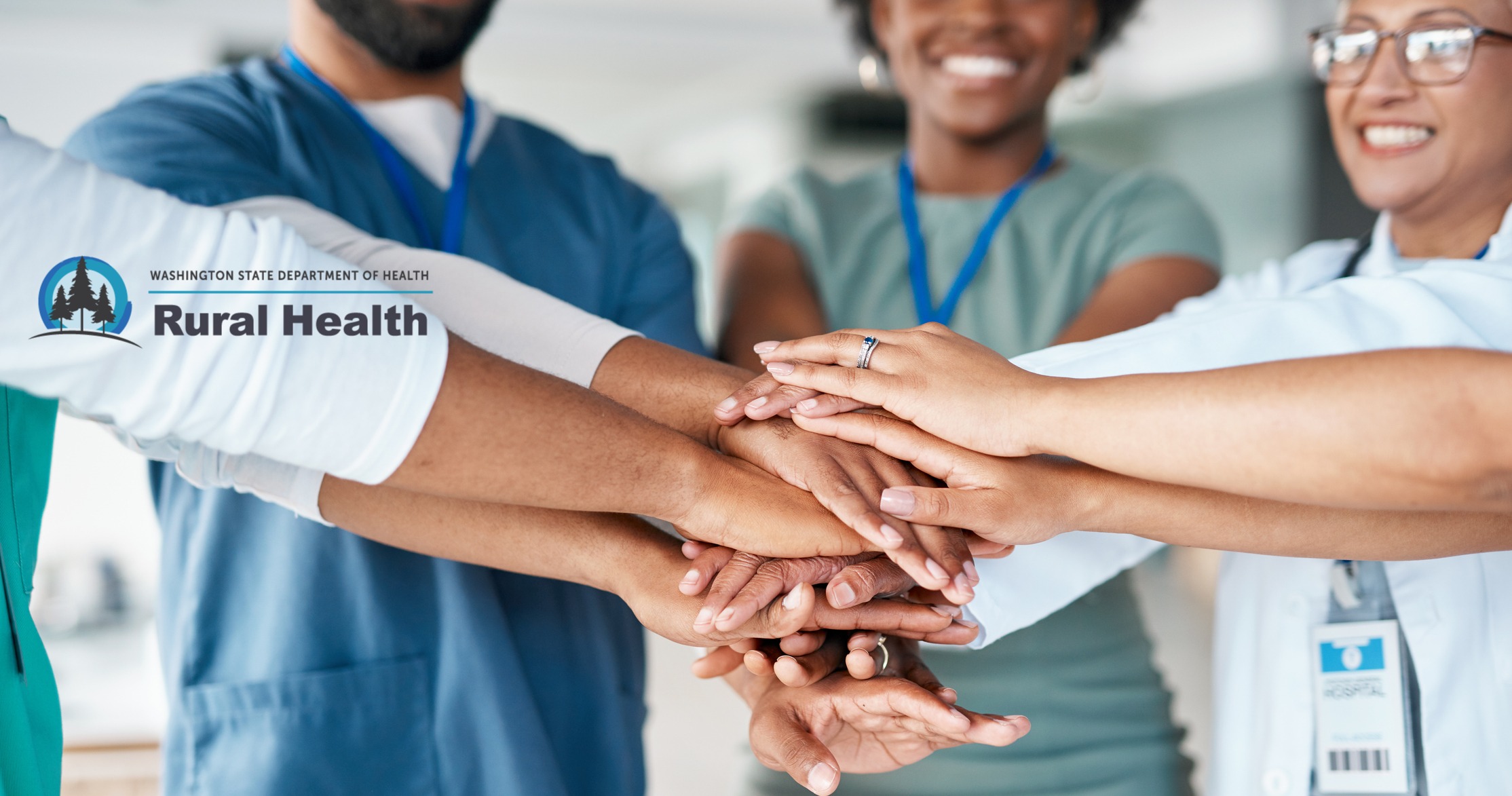 Health care team with hands in center