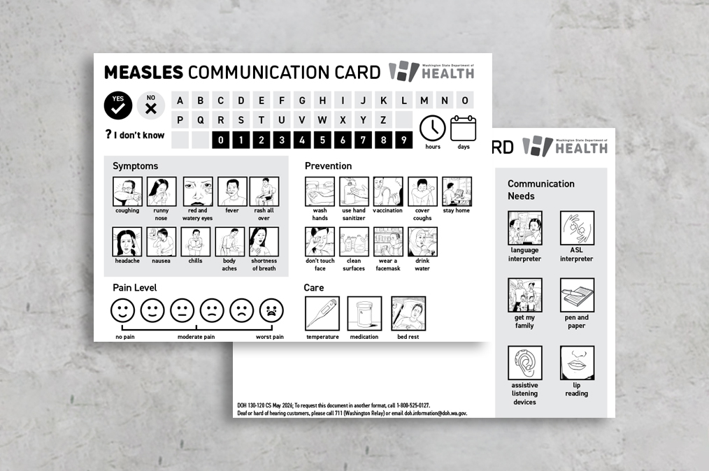 DOH flyer for measles communication card.