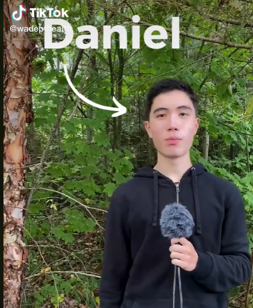 Screenshot of TikTok video showing student Daniel