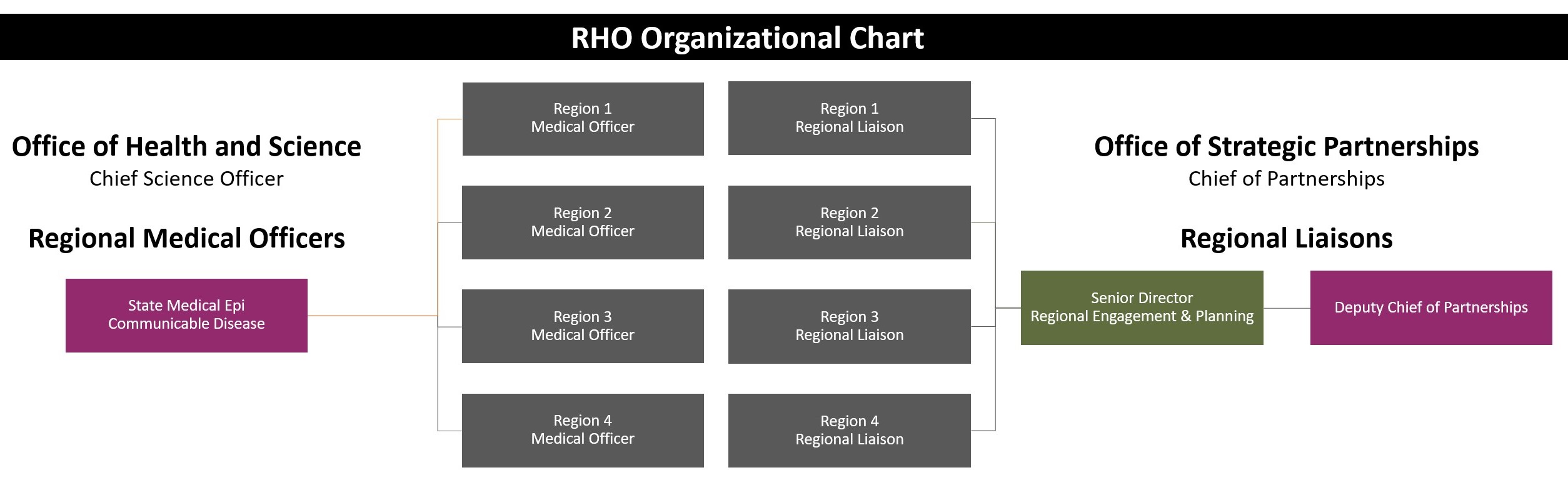 Text displaying organizational hierarchy of regional health offices