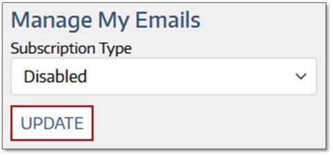 Screenshot of the Manage My Emails section from the team's right sidebar.