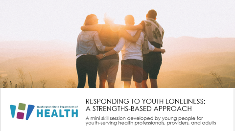 Four young people holding shoulders looking at the sunset. Responding to Youth Loneliness: A Strengths-Based Approach.