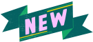 Stylized text of the word new