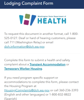 Lodging Complaint Form