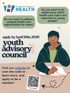 Screenshot of YAC flyer with information about the YAC application and a young man thinking about applying.