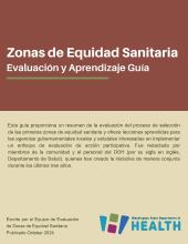 Image of the title page of the Spanish version of the Evaluation and Learning Guide, all text.